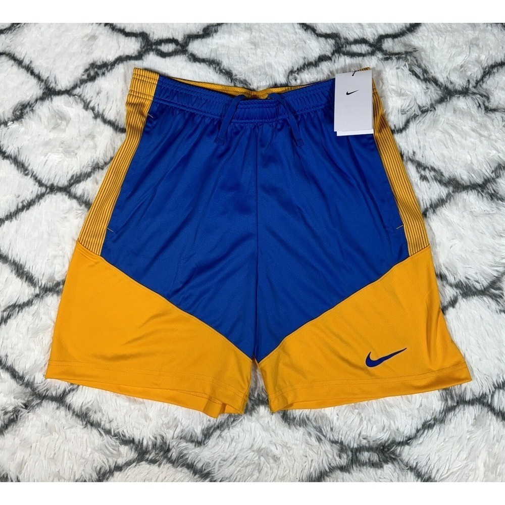 NIKE Dri-Fit Coaches Sideline Training Shorts Blue Gold‎ Sz S *NEW* DJ5125-493